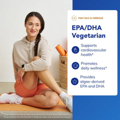 Close-up of vegan EPA/DHA capsules