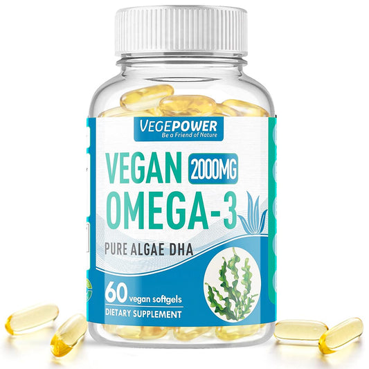 Vegan Omega-3 DHA supplement bottle with 800mg DHA per serving