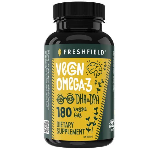 Vegan Omega-3 DHA + DPA algae oil bottle