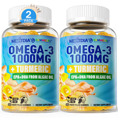 Front view of Vegan Omega-3 Gummies Turmeric bottle (120 count)