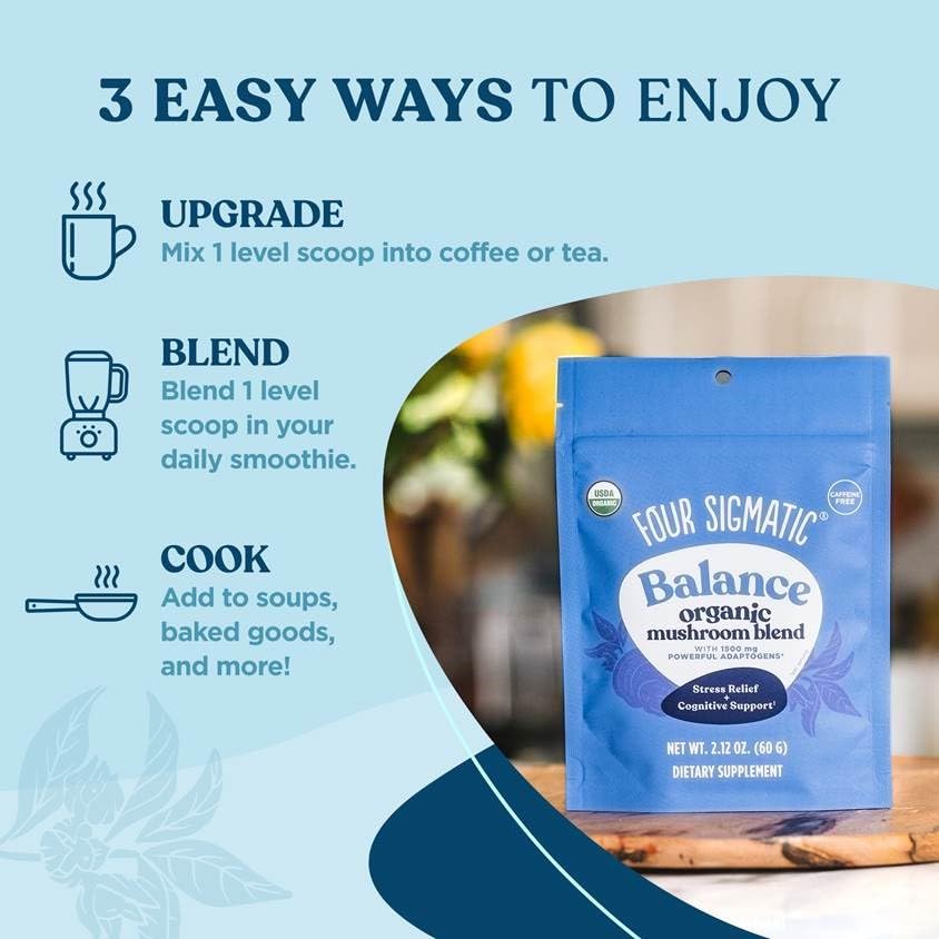 Vegan, paleo, keto-friendly packaging for Calm Mushroom Blend