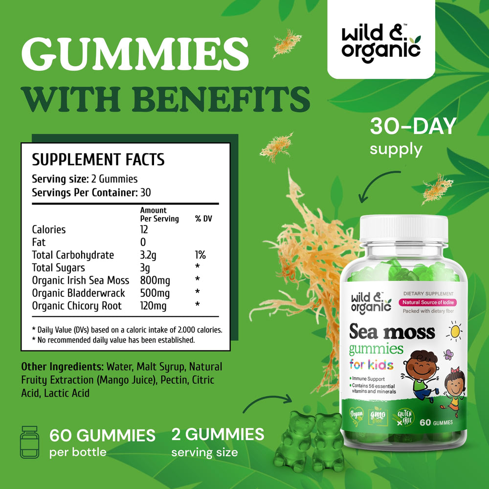 Vegan pectin-based sea moss gummies for kids