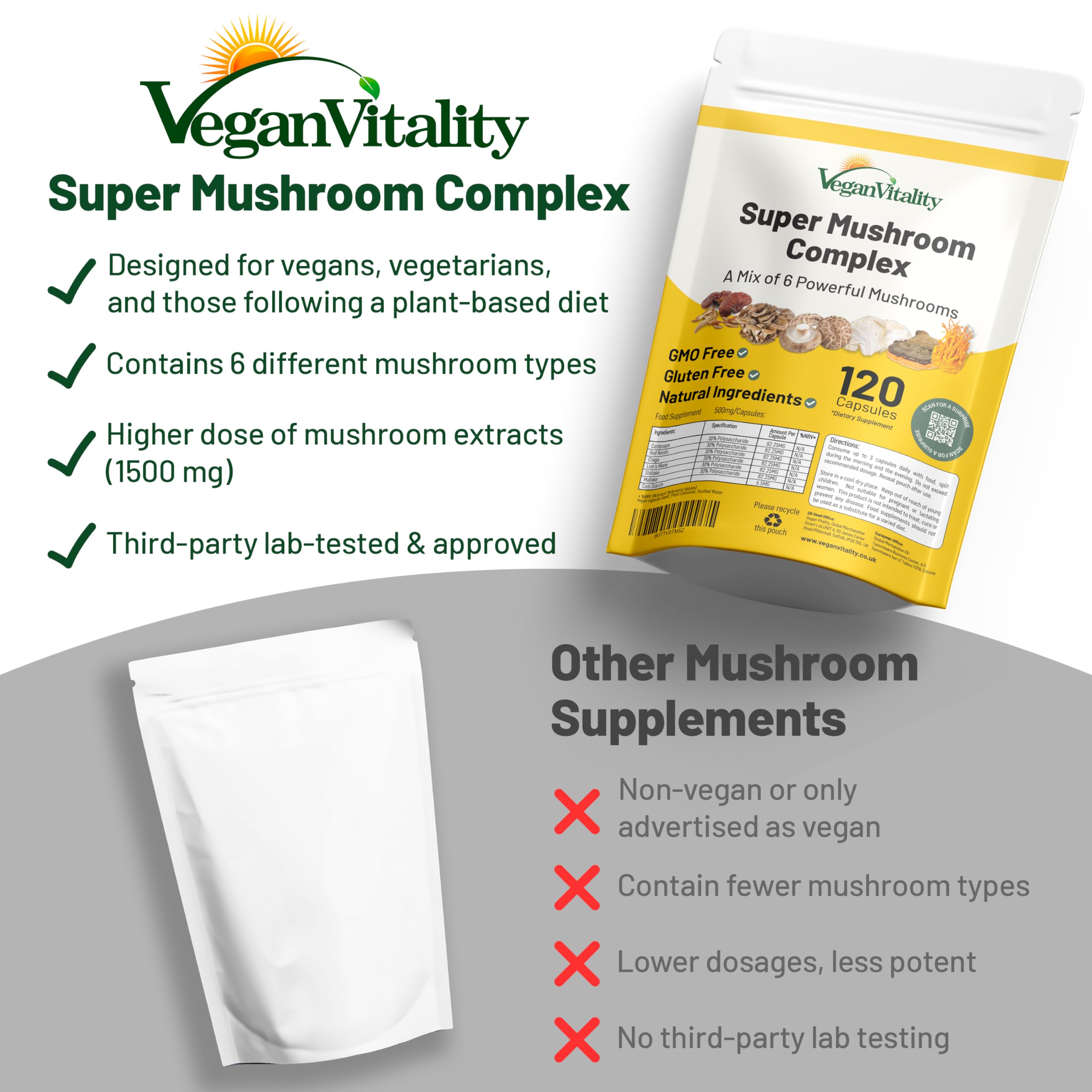 Lion's Mane and Cordyceps mushroom blend capsules
