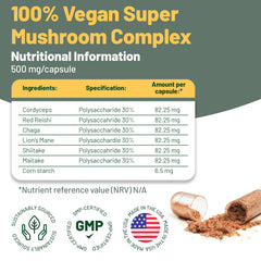 Reishi mushroom capsules from Vegan Vitality supplement