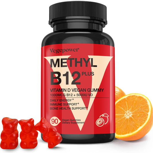 Vegepower vegan Vitamin D3+B12 gummies bottle front