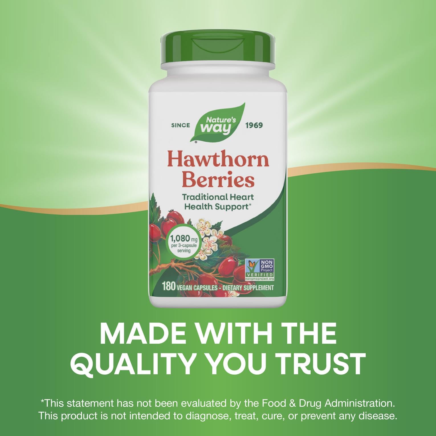 Vegan and gluten-free icons for Hawthorn Berries supplement
