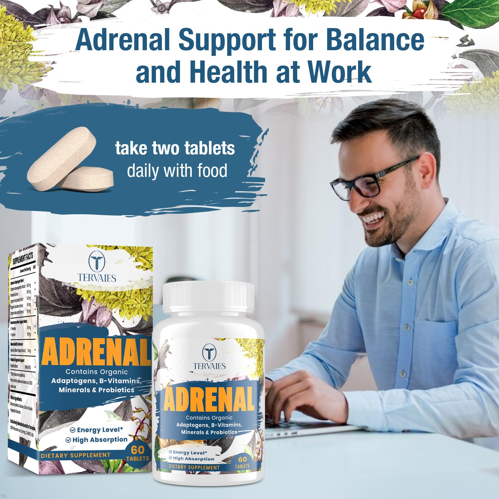 Non-GMO vegan formula label for cortisol support