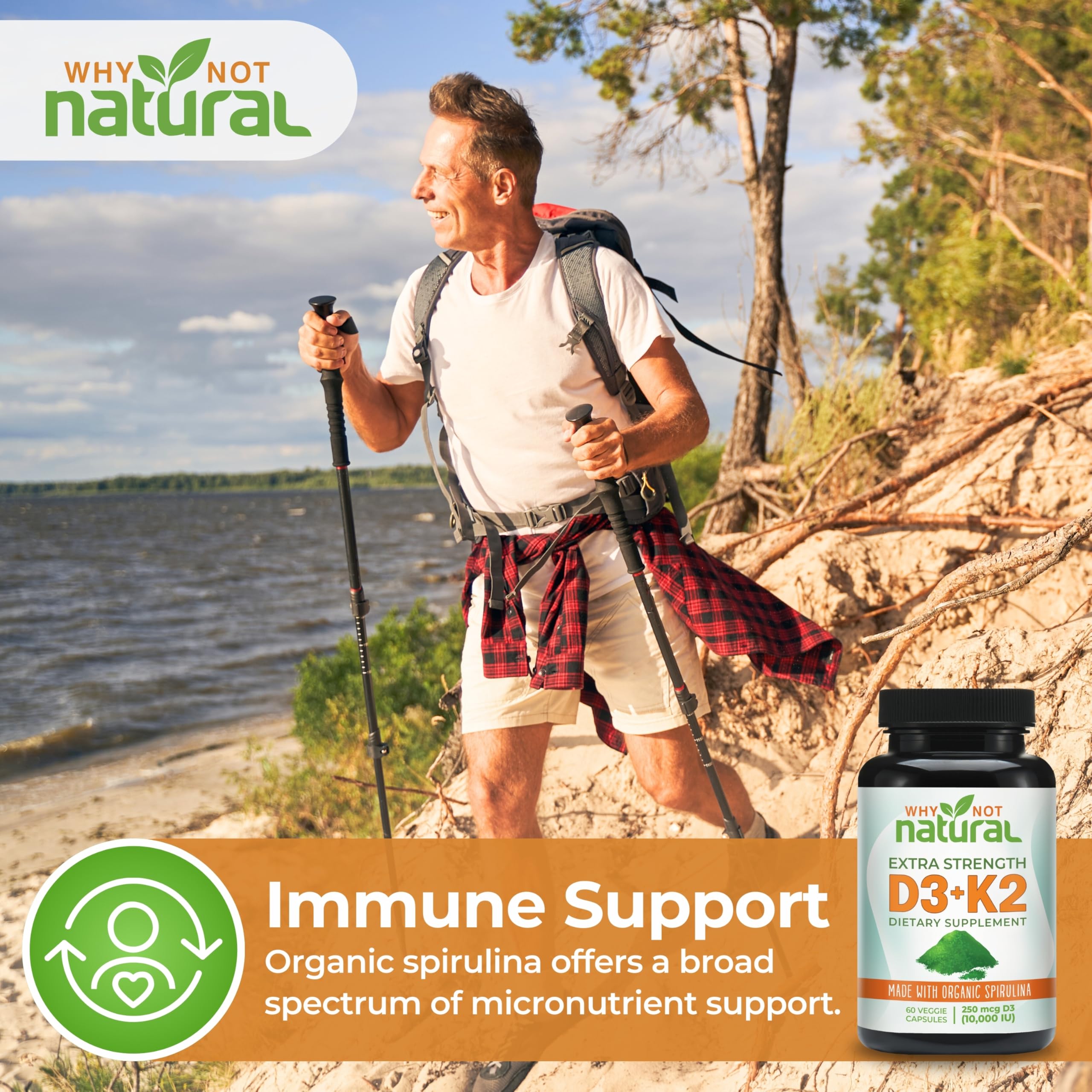 Product packaging and branding for the vegetarian vitamin D3 K2 supplement