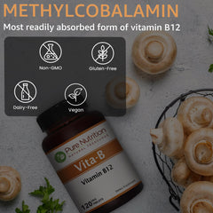 Vegetarian-friendly Vitamin B12 1500mcg tablets packaging