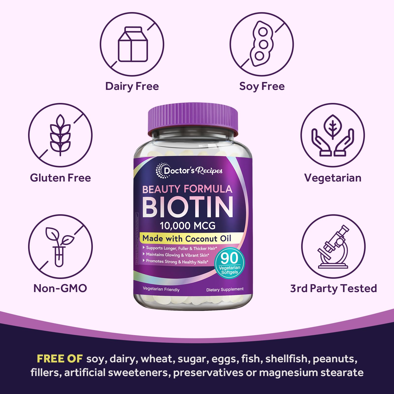 Vegetarian-friendly biotin softgels