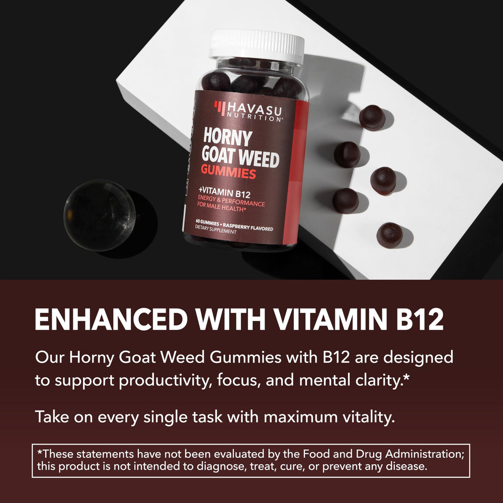 Label indicating vegetarian-friendly, goat-weed gummies