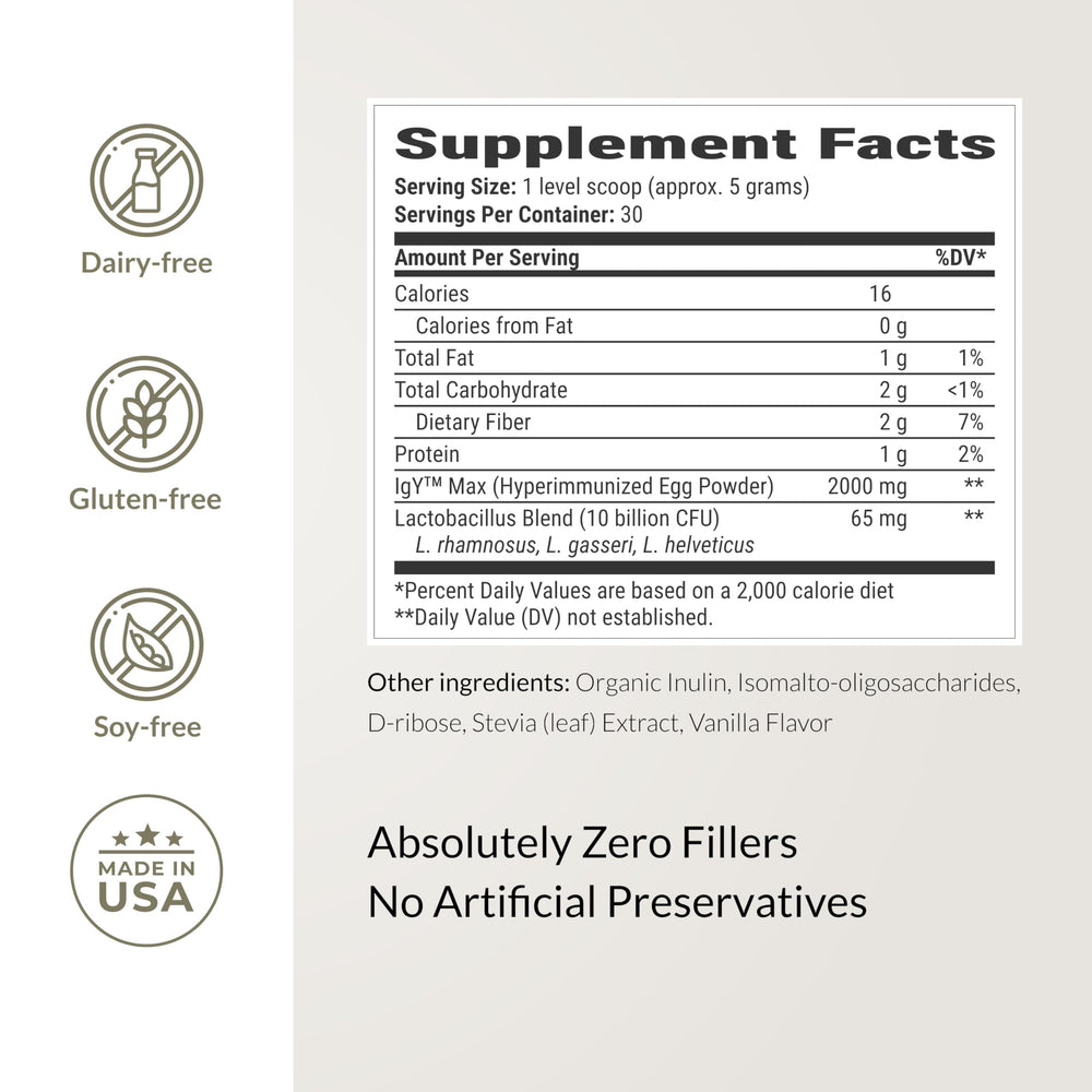 Vegetarian-friendly vanilla formula, gluten-free and dairy-free label