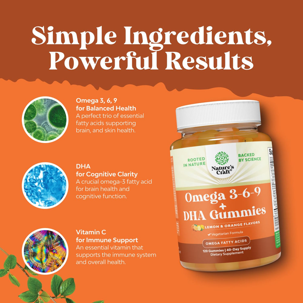 Omega 3-6-9 gummy vitamins for brain and heart support