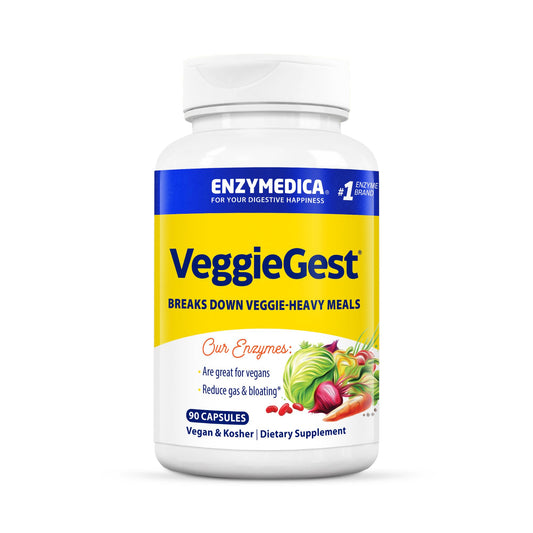 VeggieGest bottle with 90-count digestive enzymes