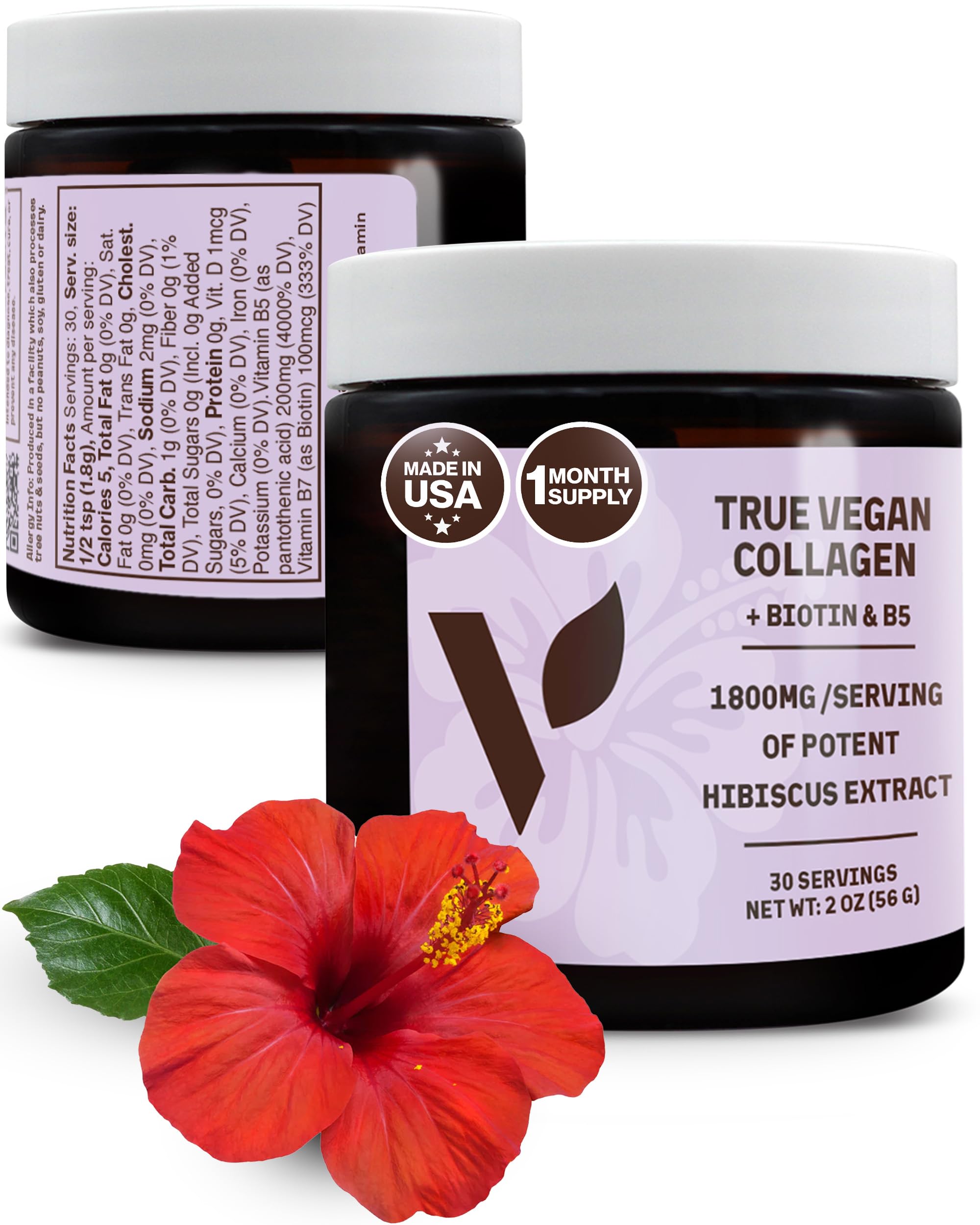 Veggimins True Vegan Collagen Hibiscus Powder bottle front label