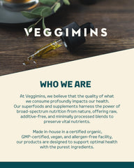 Healthy hair and glowing skin imagery associated with Veggimins