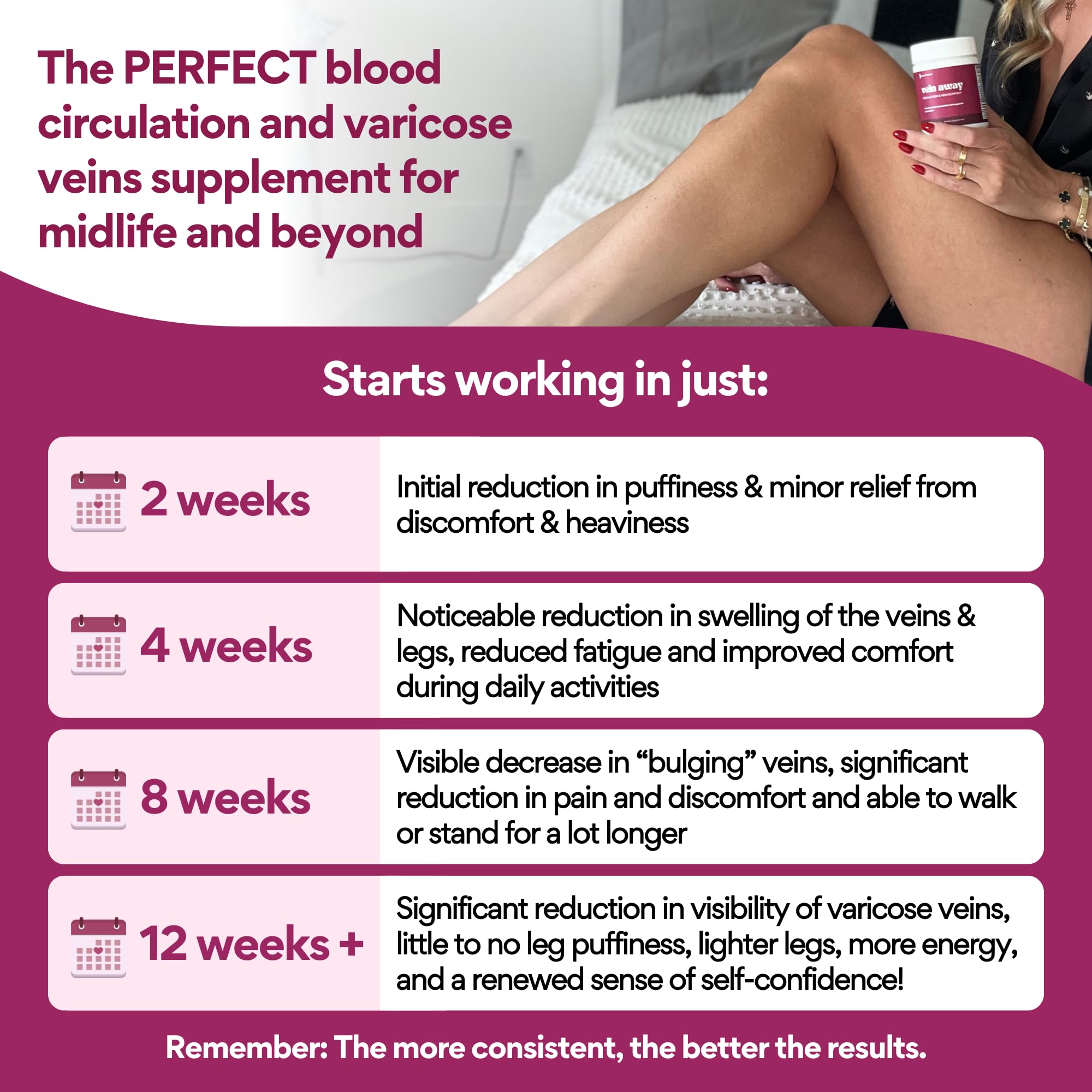 Lifestyle image of a woman with lighter legs