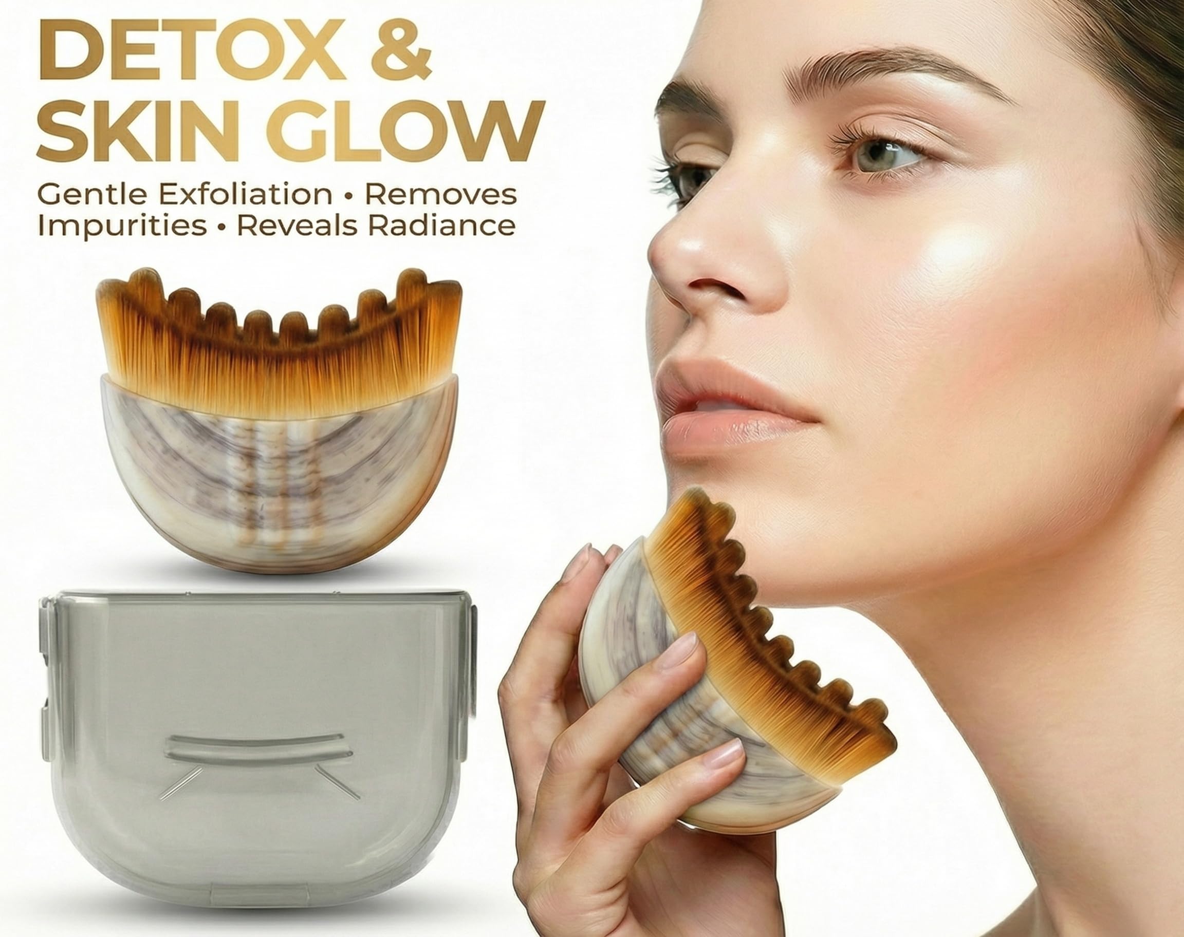 VEKDERTAGE brosse éclat naturel visage révèle une peau lumineuse et saine.