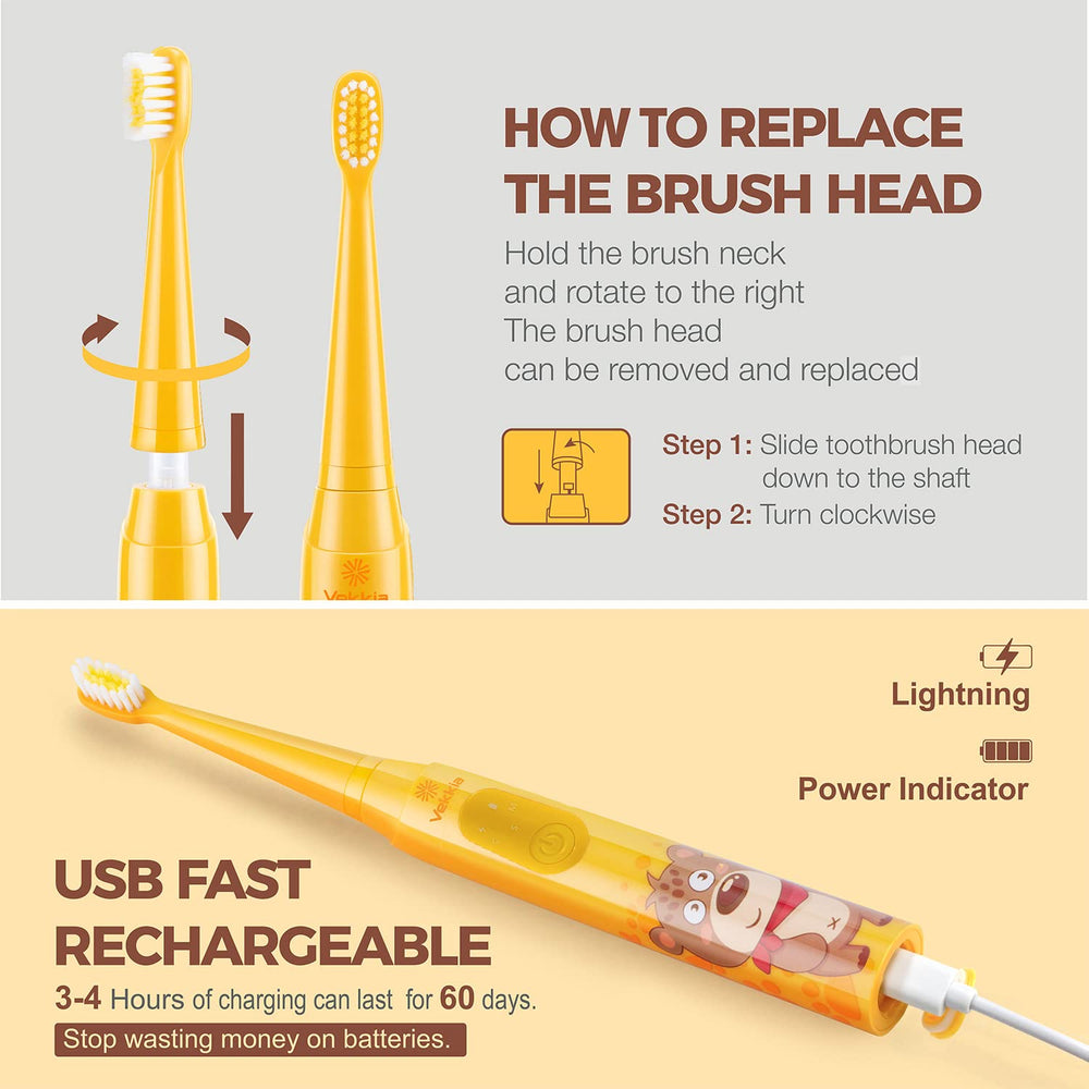 Rechargeable kids toothbrush with long battery life