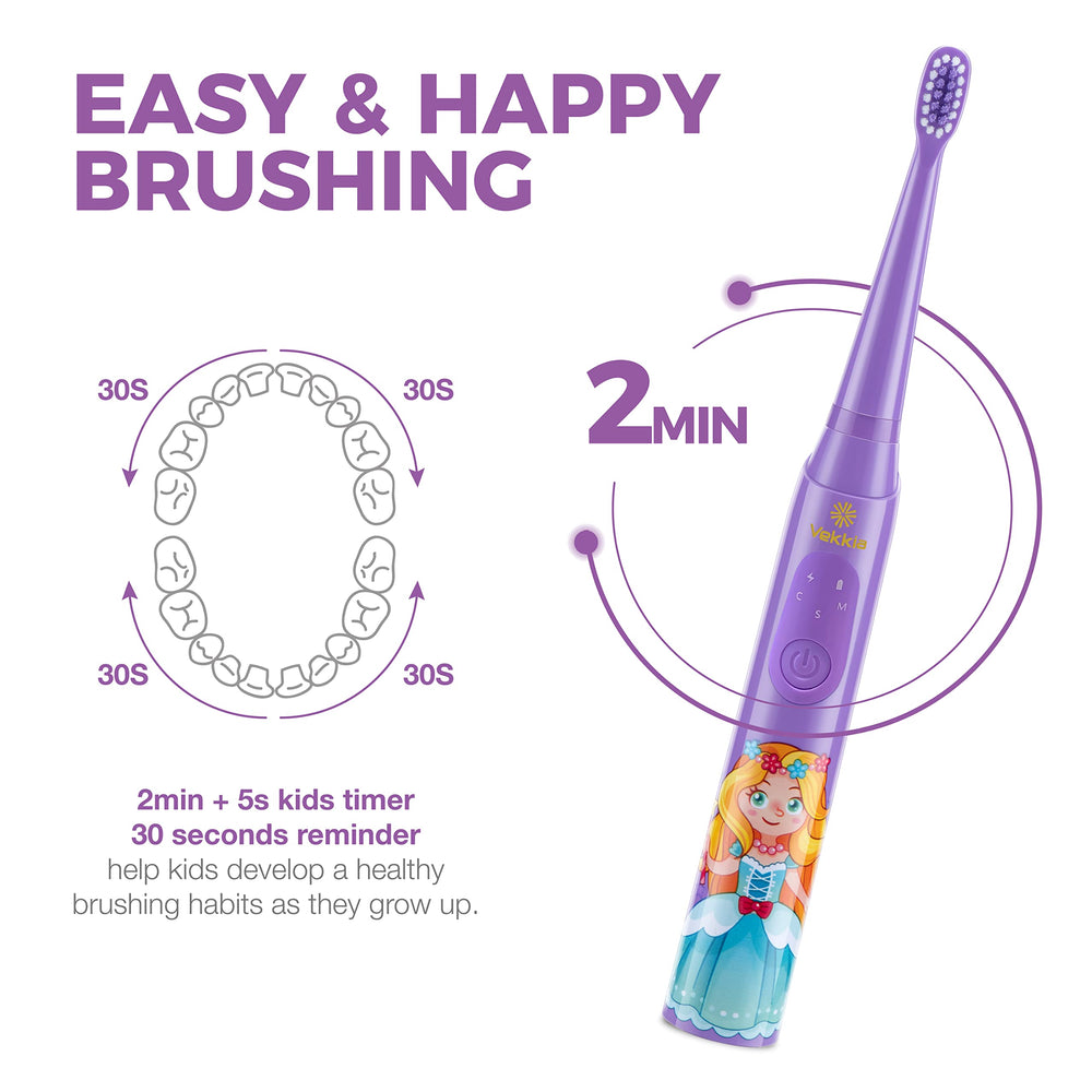 Replacement brush head with four bristles for Vekkia kids toothbrush