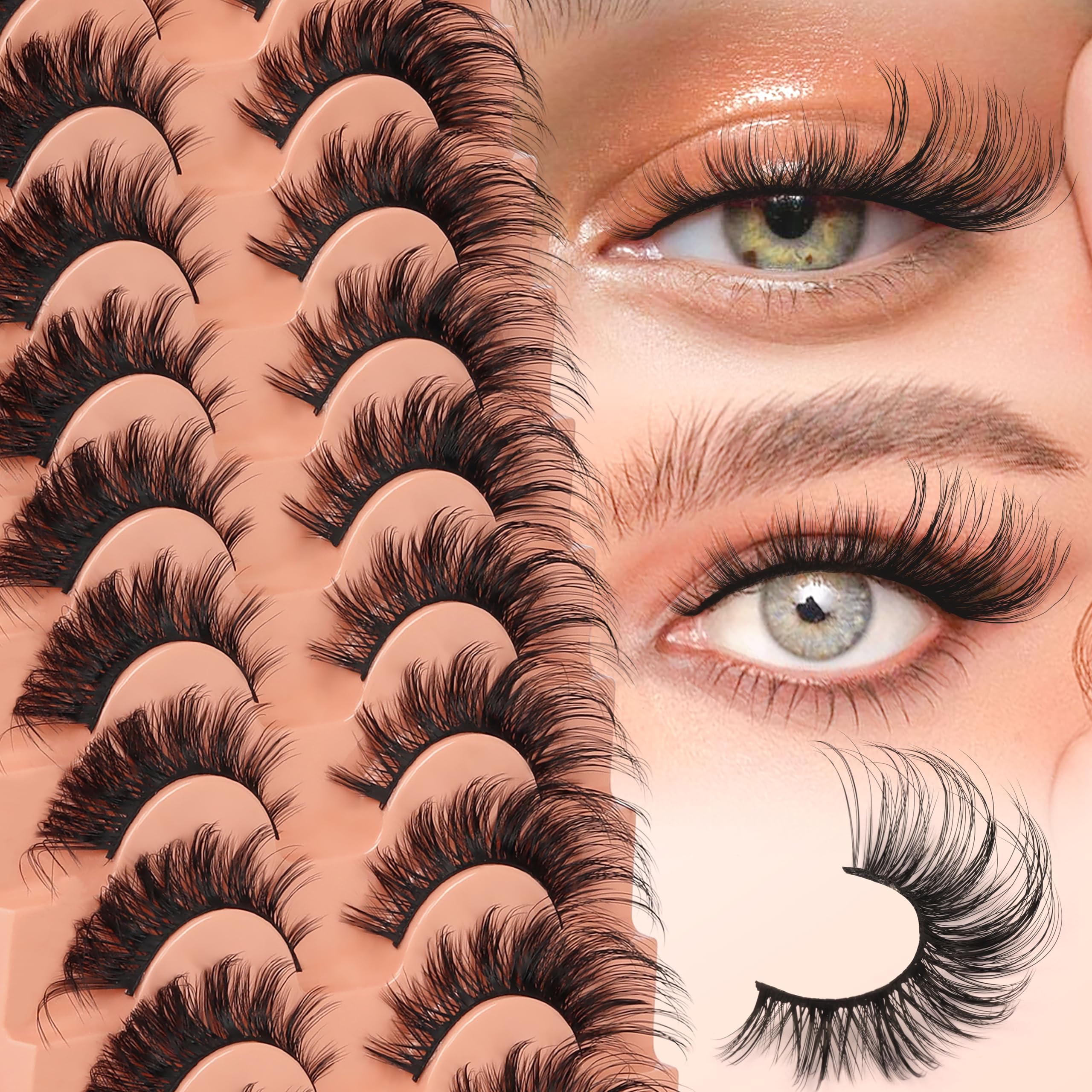 Veleasha cat eye lashes fluffy crisscross for dramatic, long-lasting definition.