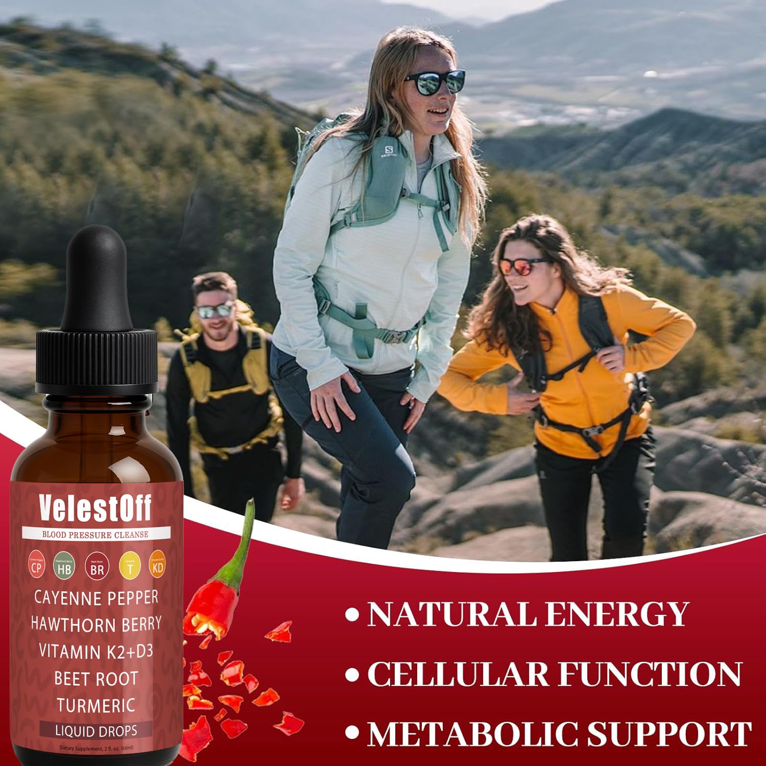 Vitamin K2 and D3 illustration with Cayenne Pepper Drops