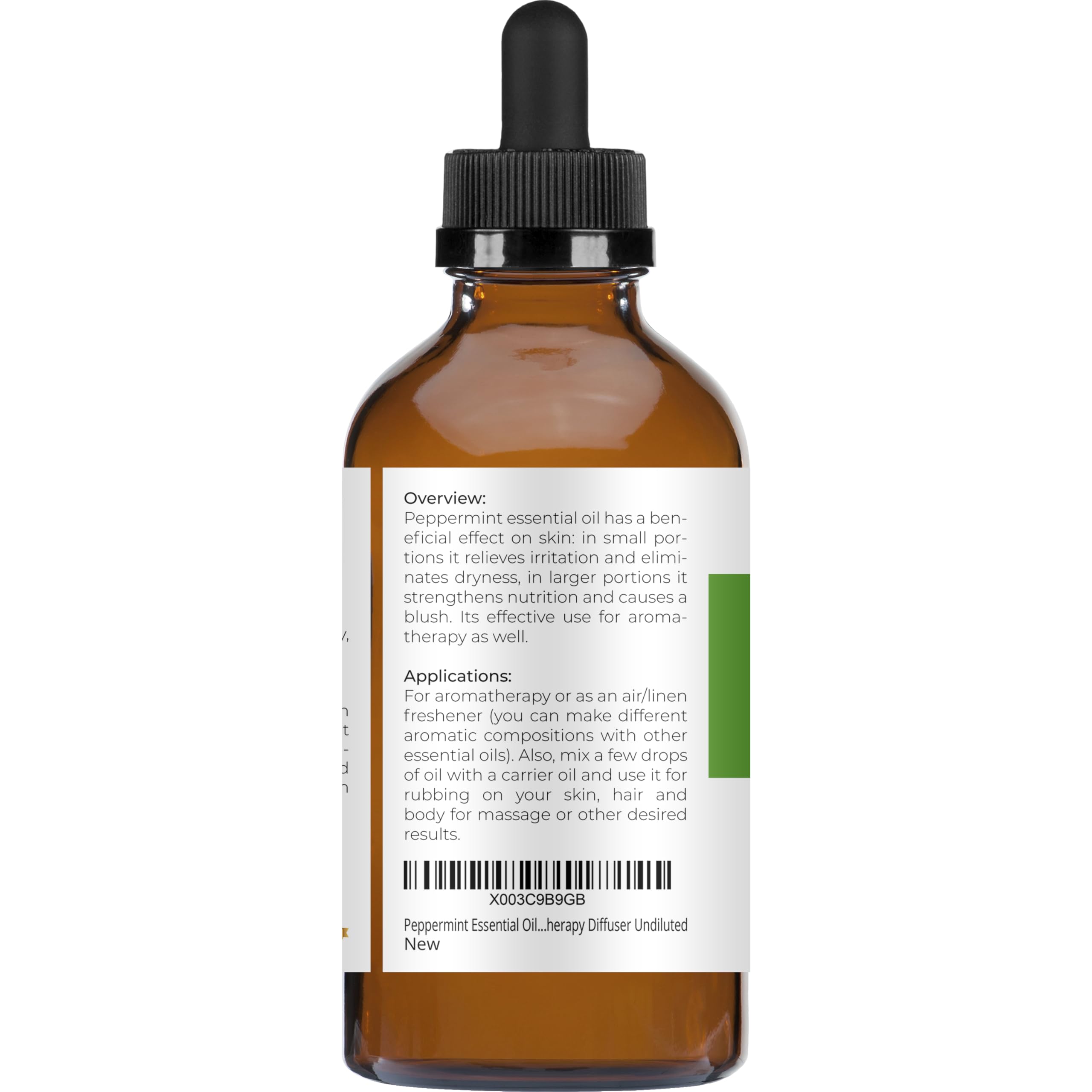Peppermint essential oil applied to scalp for refreshing care