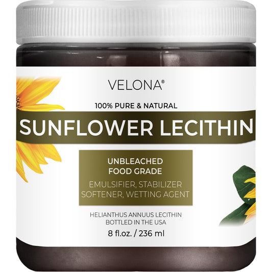 Velona Sunflower Lecithin 8oz bottle – food grade, unbleached