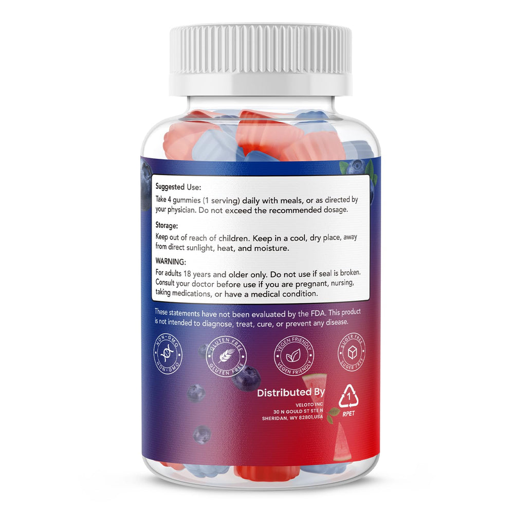 Ingredients panel for VELOTO Creatine Gummies