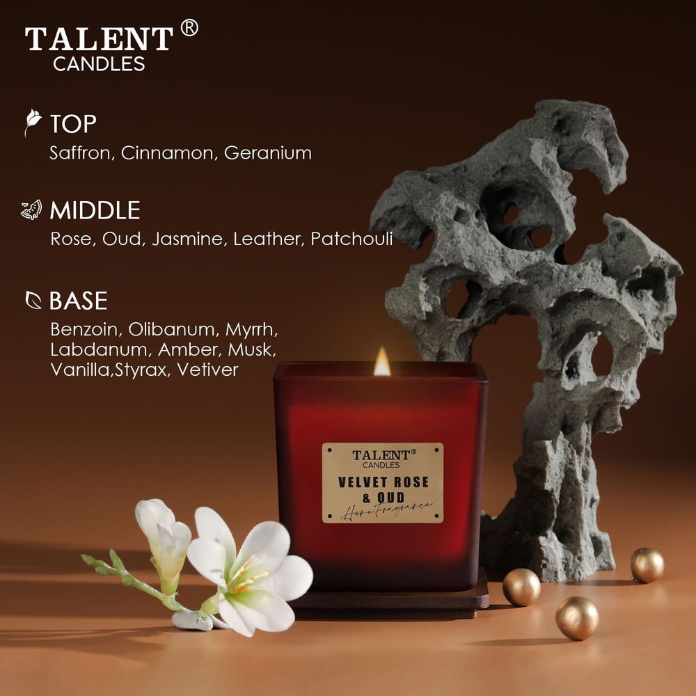 Velvet Rose & Oud candle shown in elegant home setting