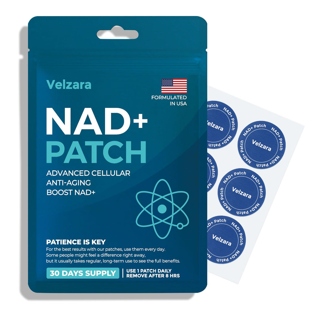 Velzara NAD+ Patches packaging and blister pack