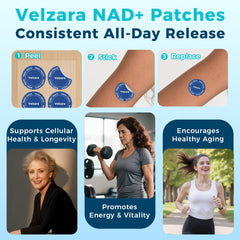 Water-resistant Velzara NAD+ Patch on skin
