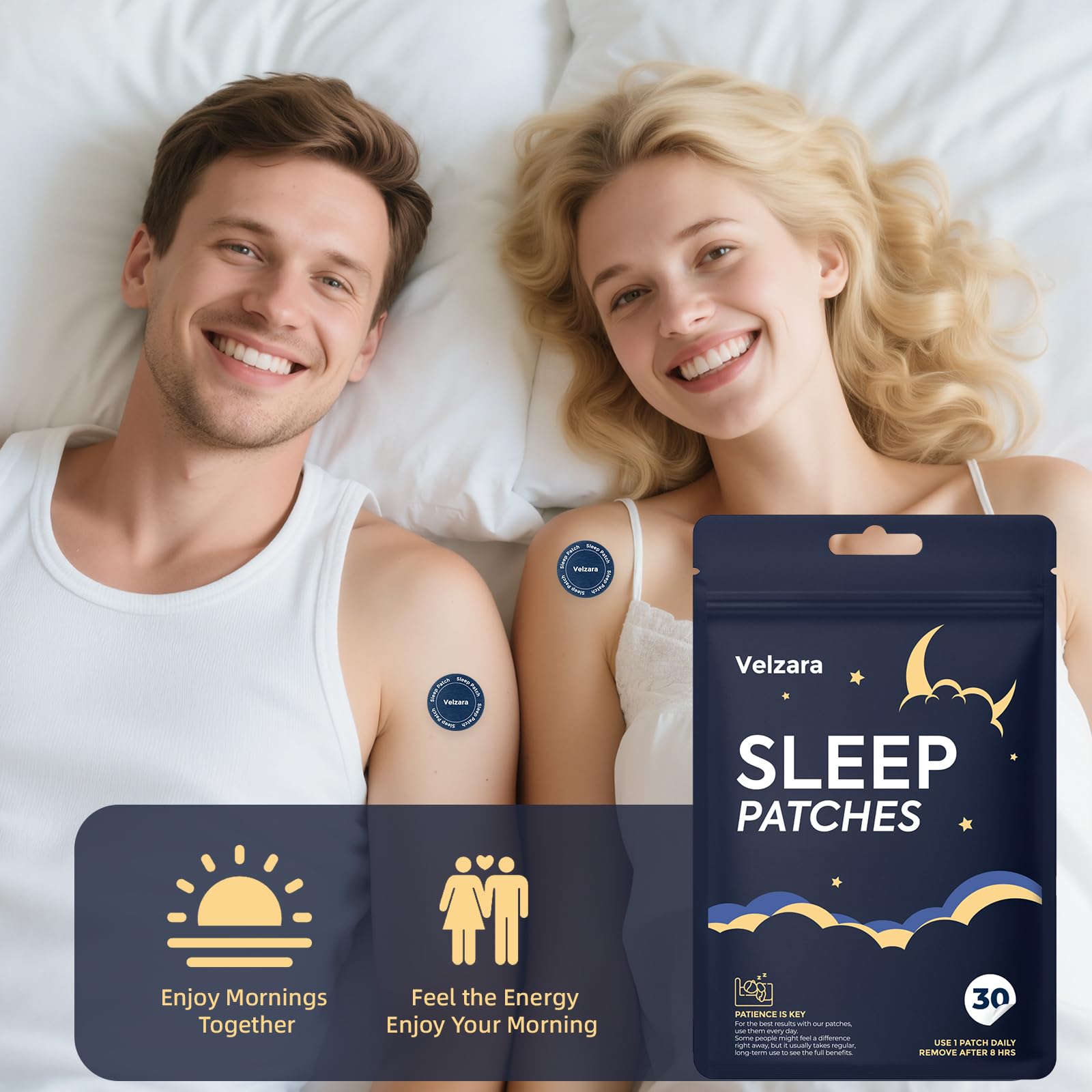 Velzara patch applied during bedtime routine