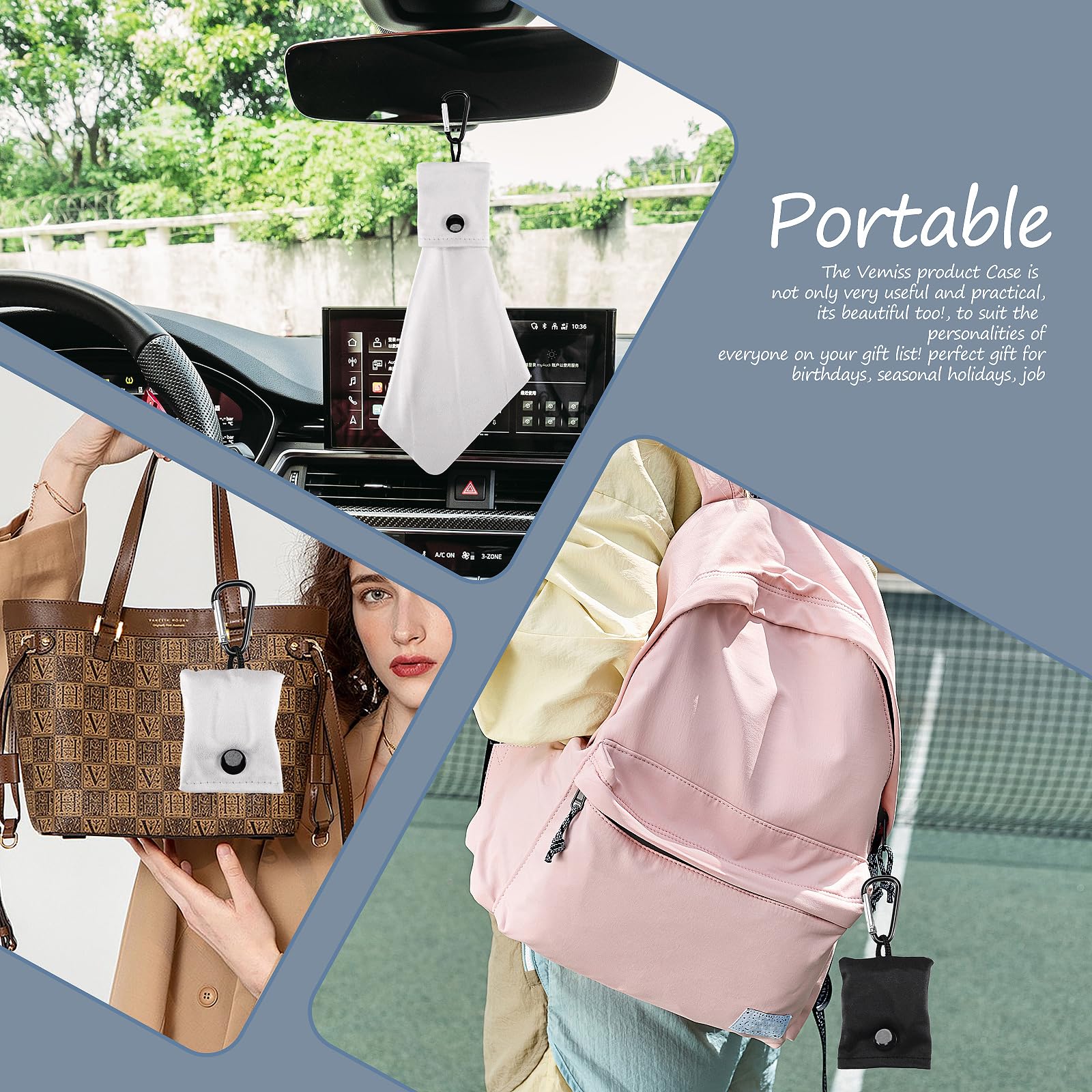 Portable cleaning kit with cloths and pouch for on-the-go