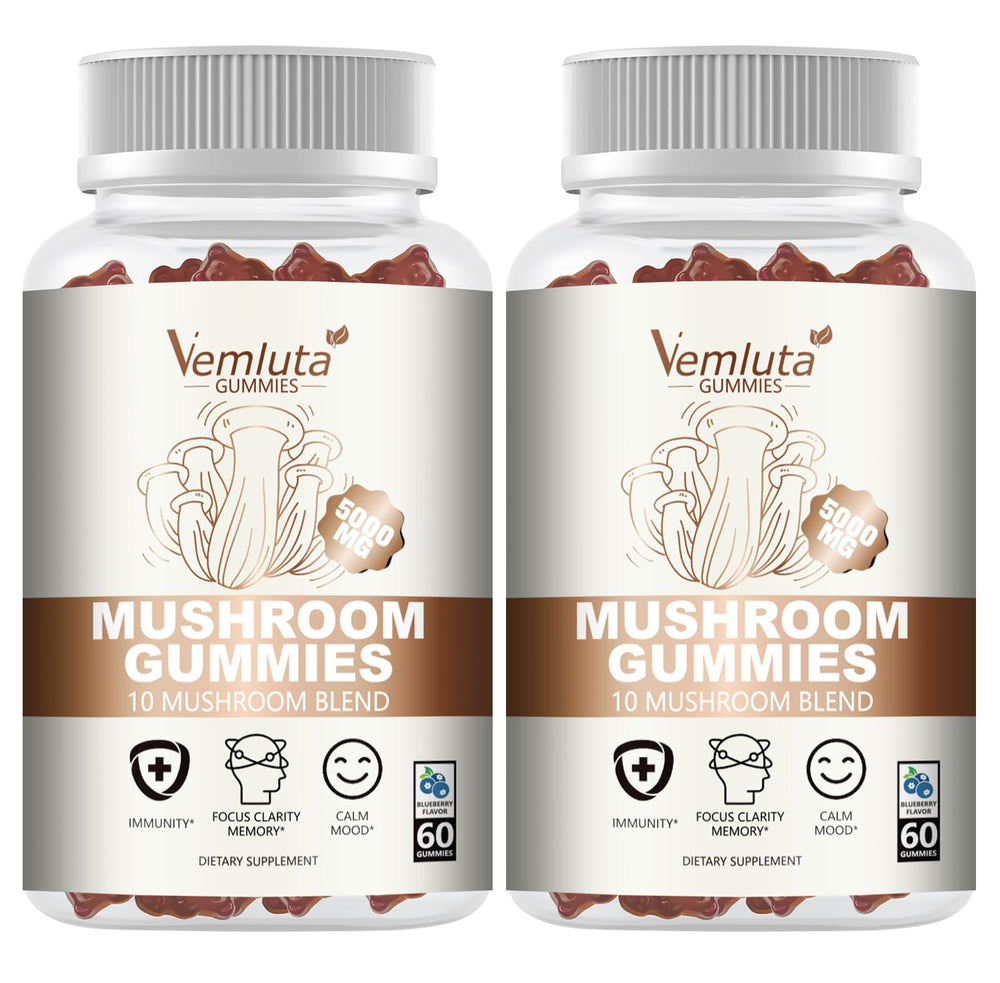 Vemluta 2-pack 5000mg mushroom gummies hero image