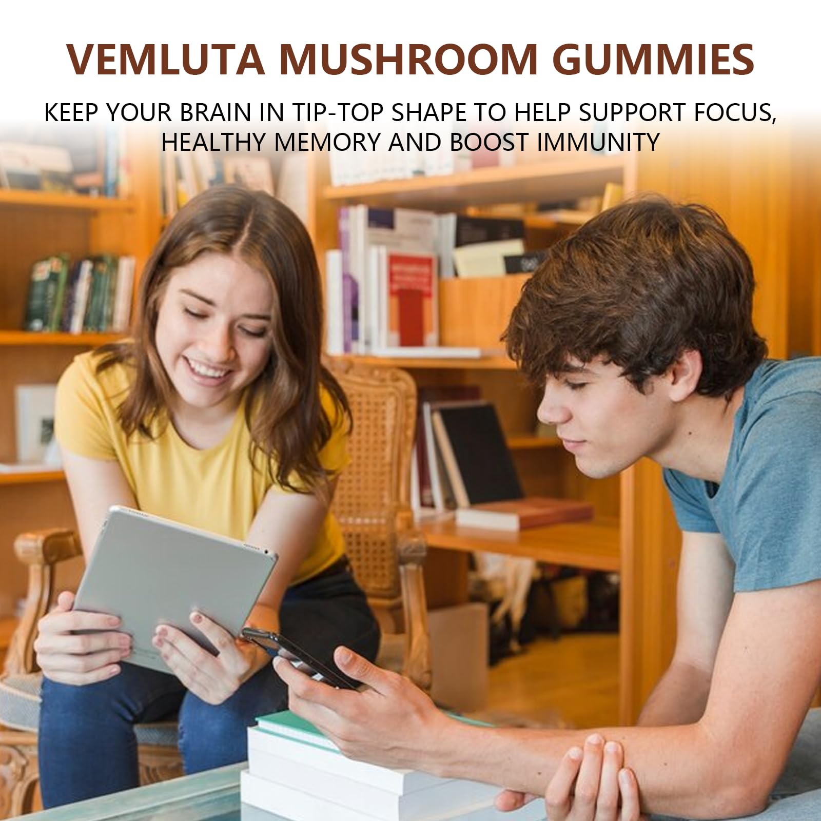 Customer enjoying Vemluta mushroom gummies