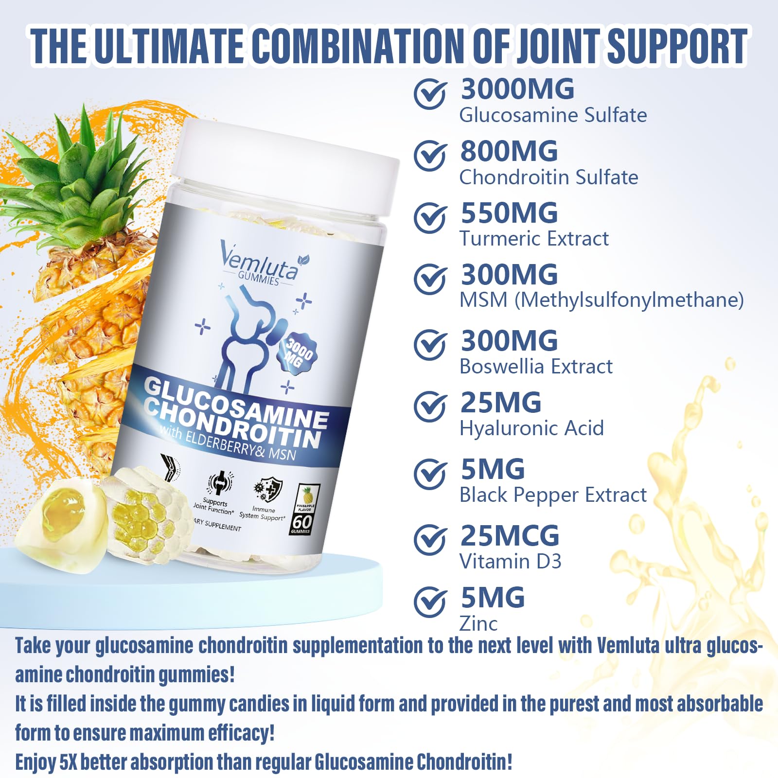 Ingredient focus: 3000mg glucosamine sulfate and 800mg chondroitin sulfate