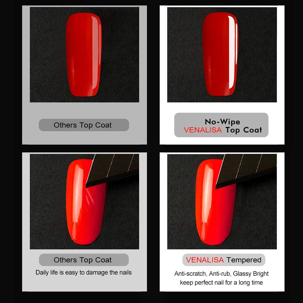 VENALISA no-wipe top coat showcases glassy finish for enduring shine.