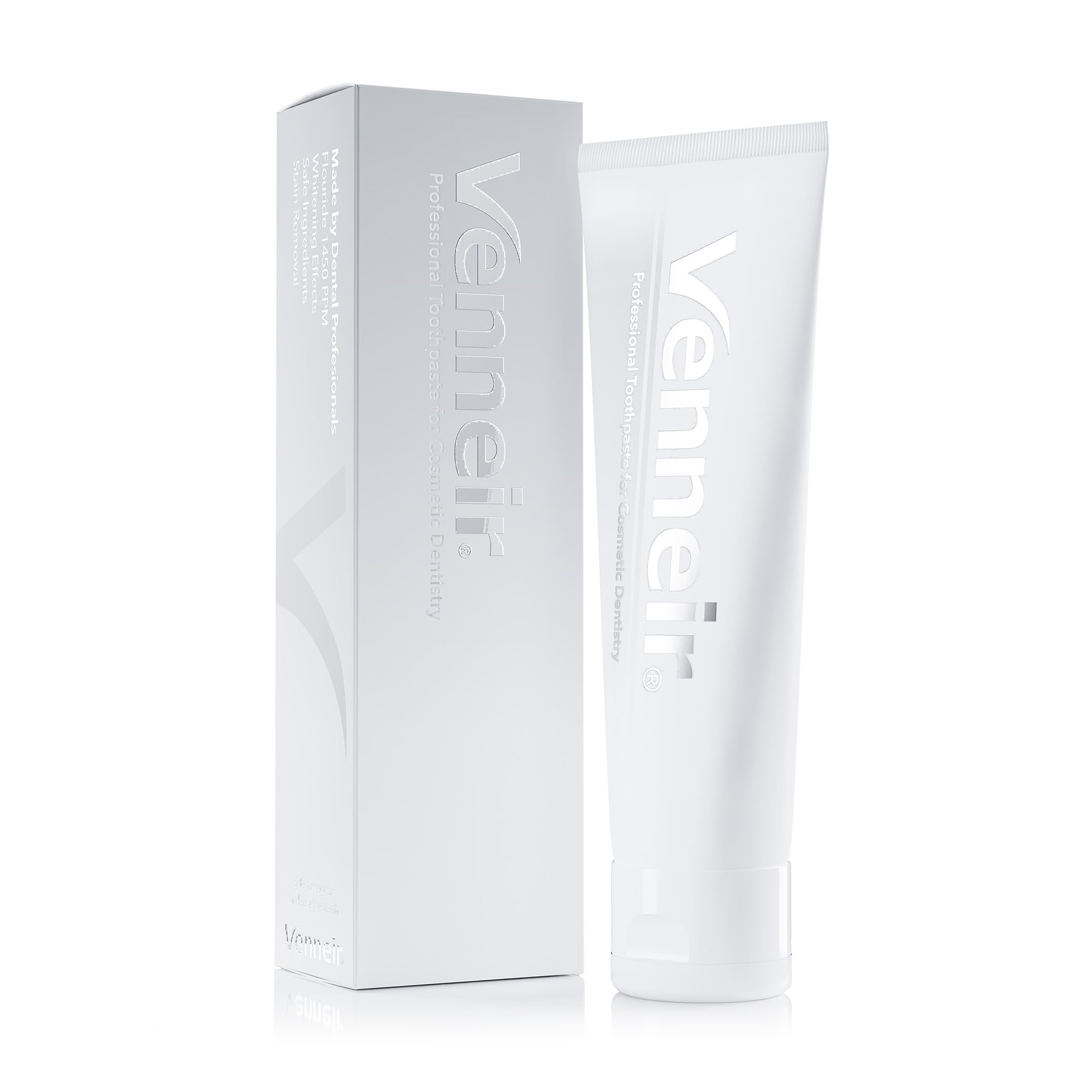 Venneir toothpaste bottle and dental veneers with crowns