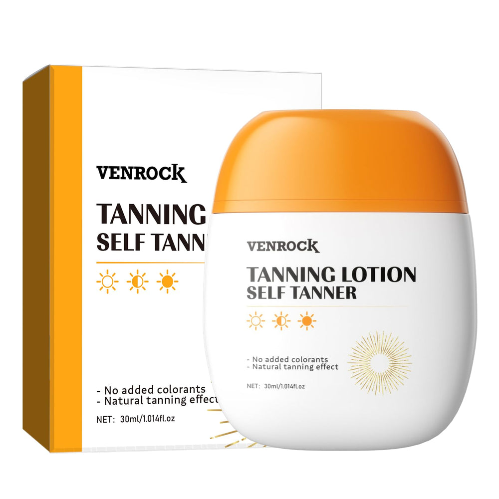 Venrock Self Tanner lotion bottle front view highlighting travel-friendly design