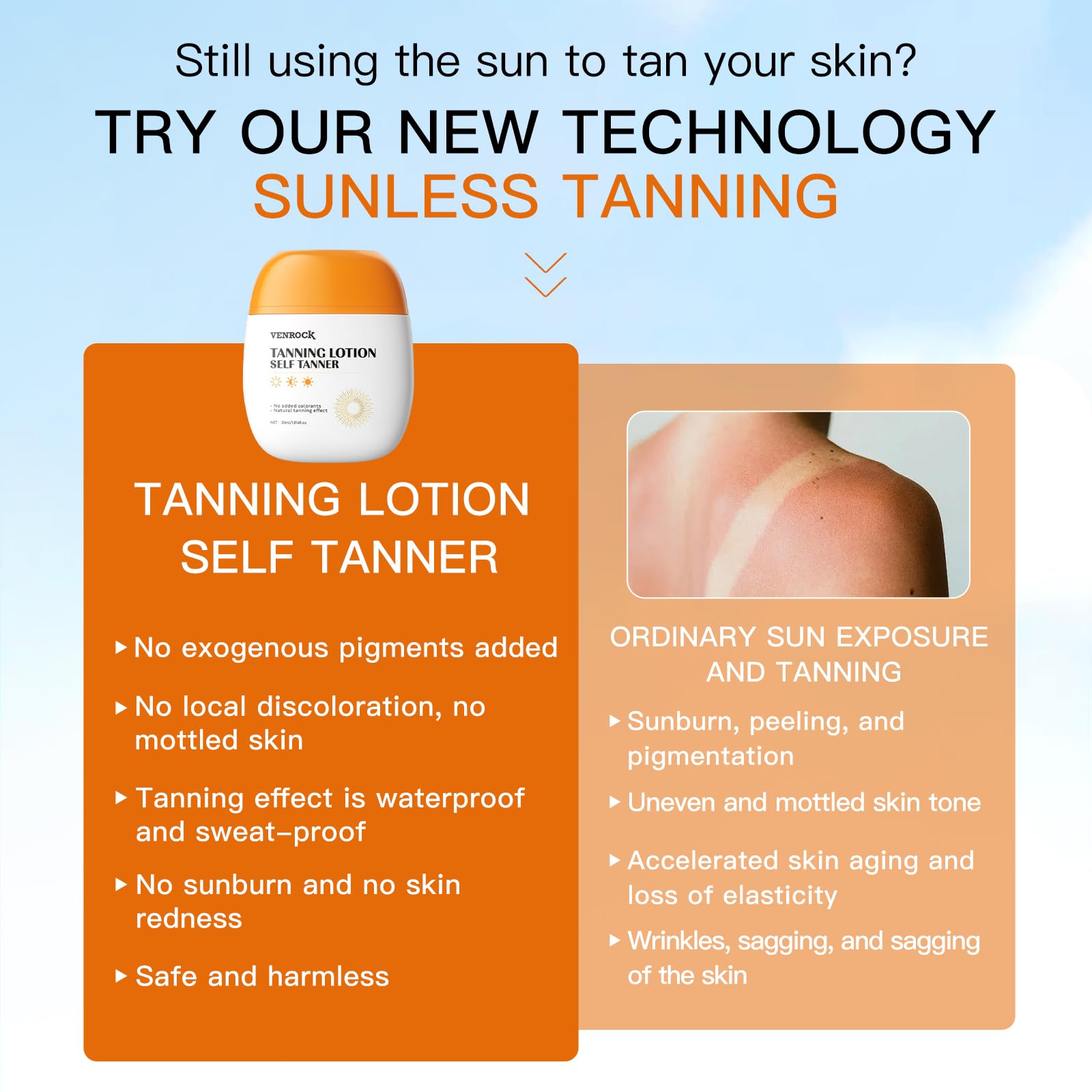Venrock Self Tanner lotion spread on arm showing even coverage