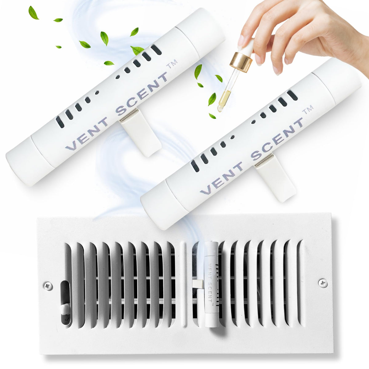 Vent Scent 2-pack contents with 10 unscented cotton sticks