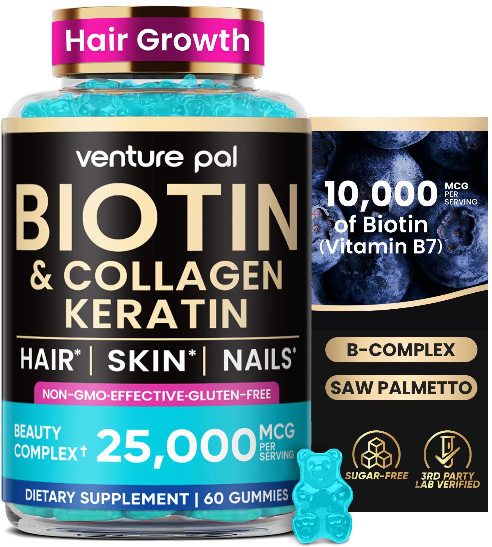 Venture Pal Biotin Gummies bottle front view