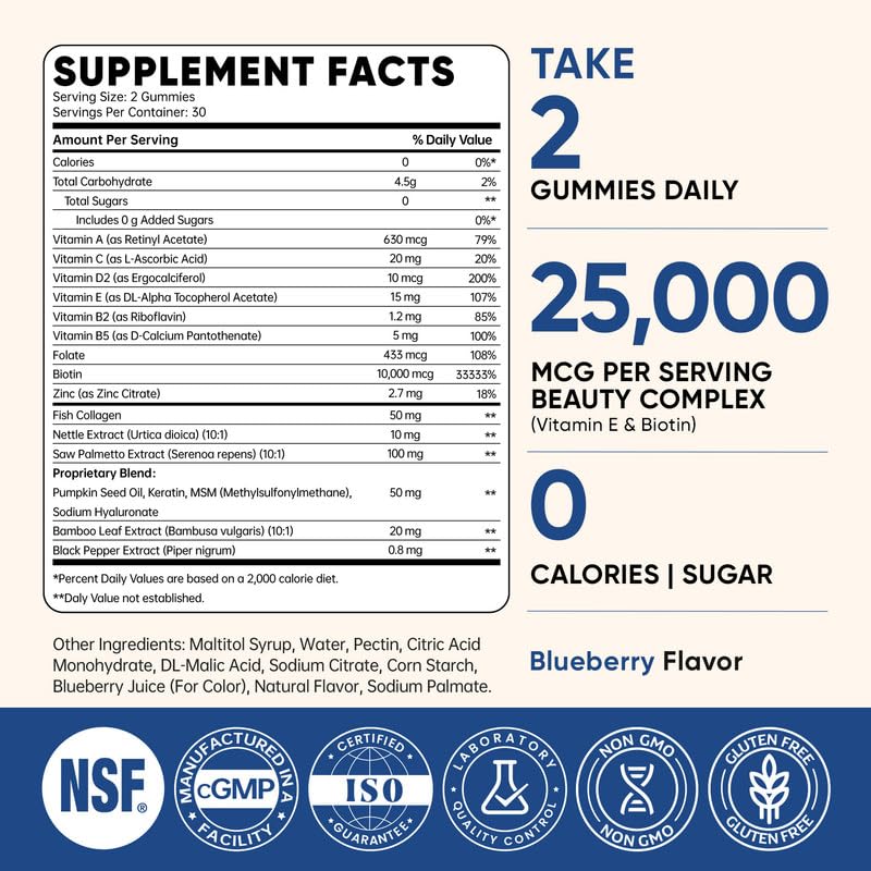 Bottle side view of Venture Pal Biotin Gummies