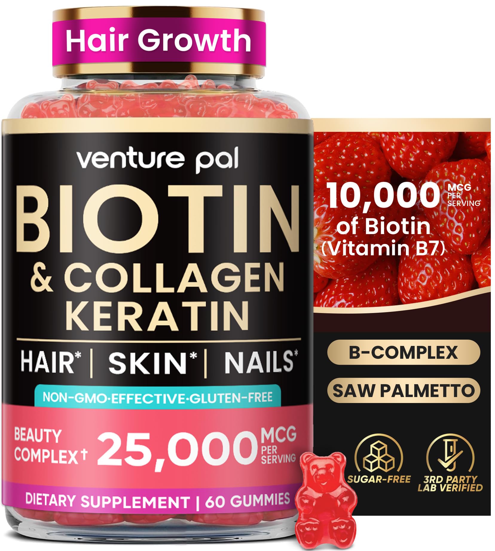 Venture Pal Biotin Gummies bottle front view