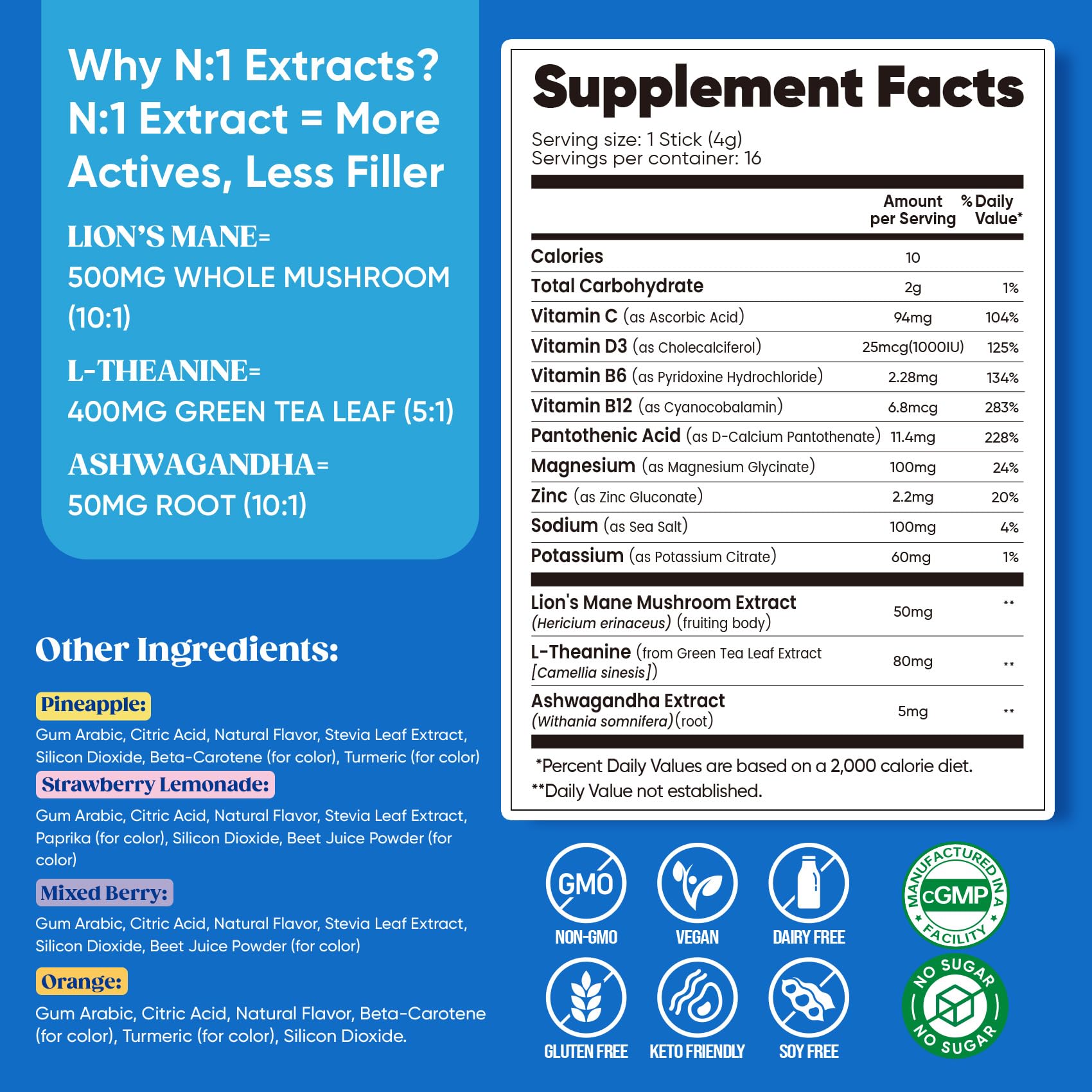 Close-up of ingredients on label: Magnesium Glycinate, L-Theanine, Ashwagandha