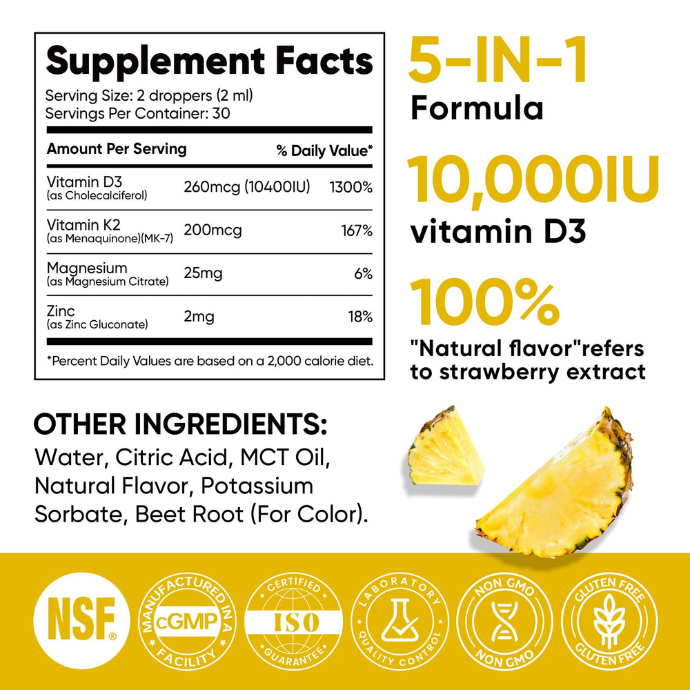 Keto-friendly, non-GMO, gluten-free vitamin D liquid