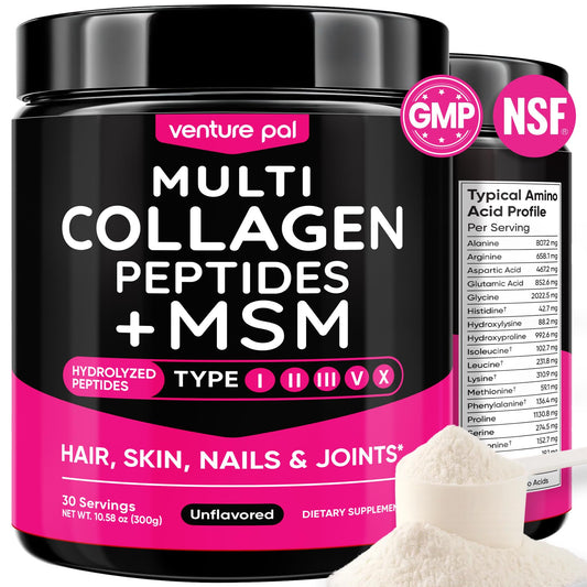 Venture Pal Multi Collagen Powder bottle with scoop
