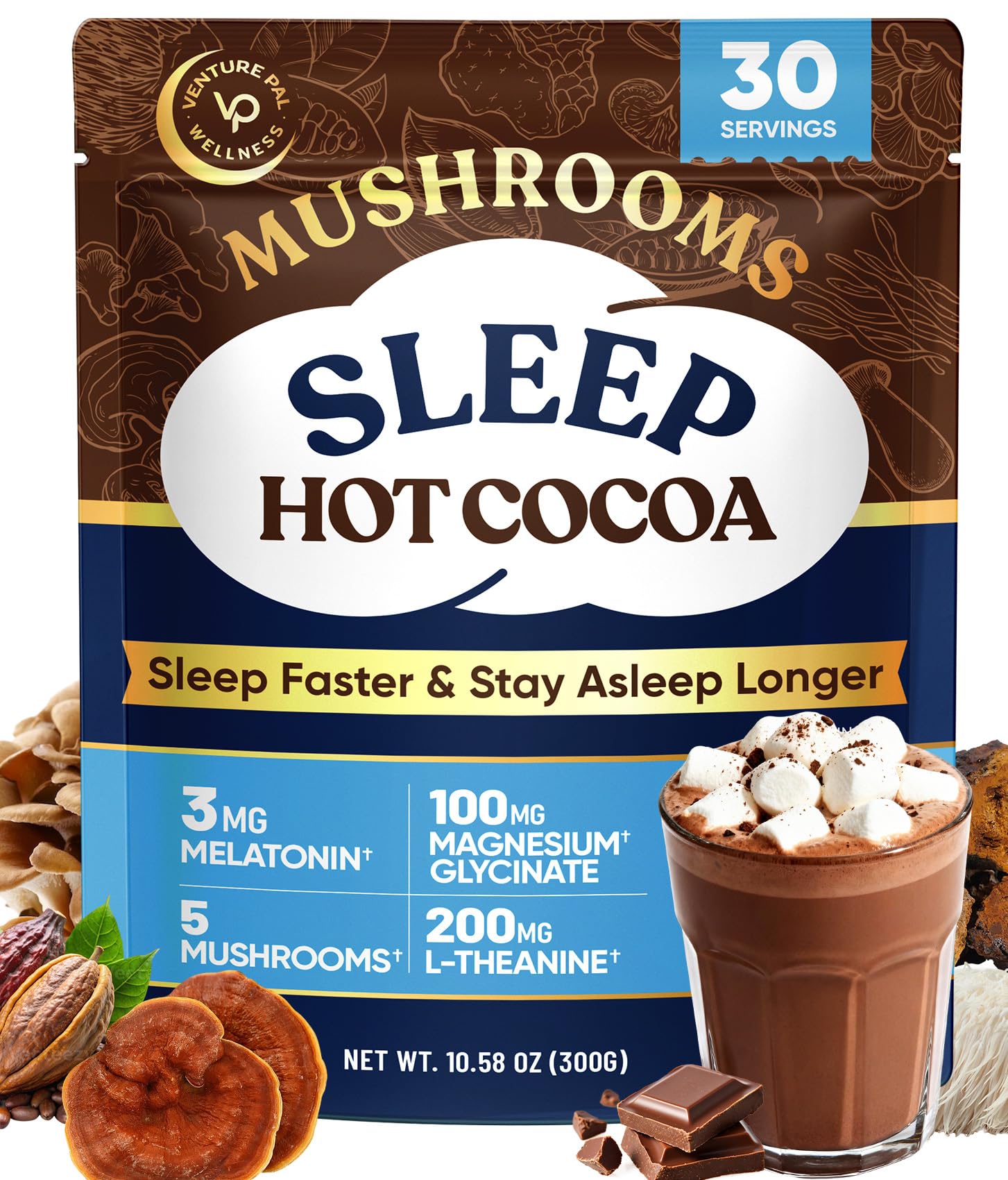 Venture Pal Mushroom Cocoa powder jar with label
