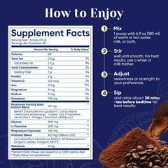Preparation: mix one scoop with warm water or milk